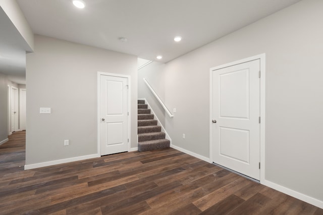 interior space with dark wood-type flooring