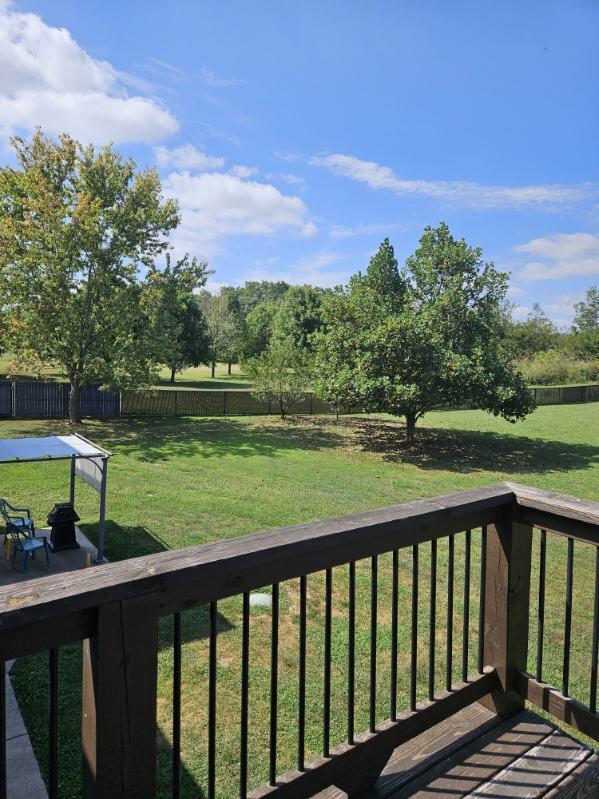 wooden deck featuring a yard