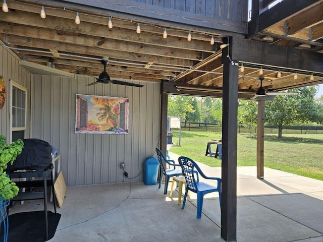 view of patio / terrace with ceiling fan