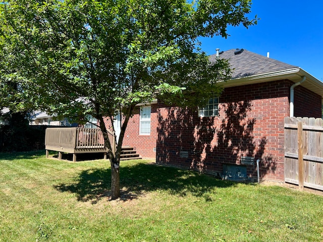 view of yard featuring a deck