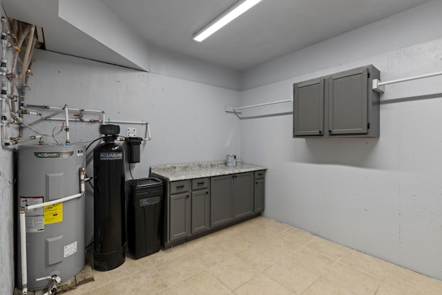 basement featuring electric water heater