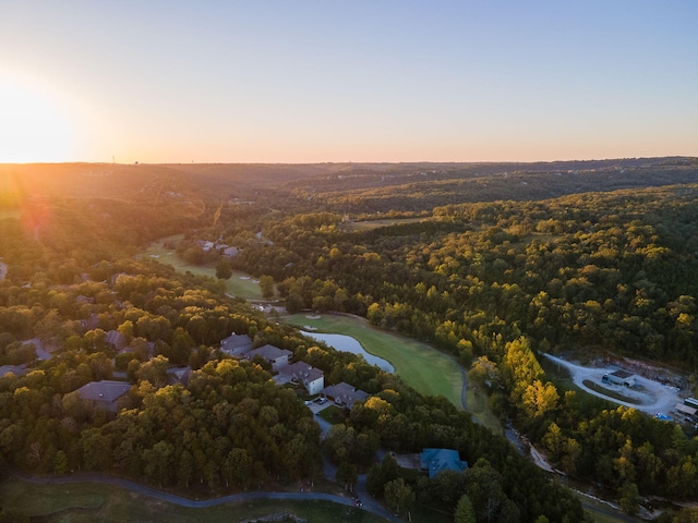 view of aerial view at dusk