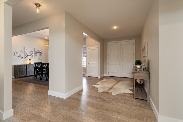 foyer entrance featuring wood-type flooring