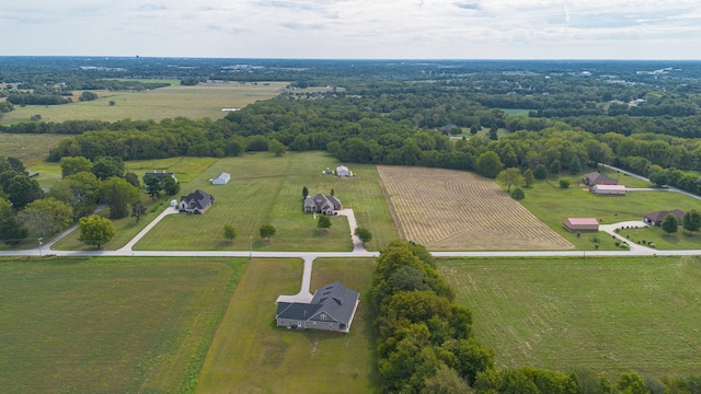 aerial view featuring a rural view