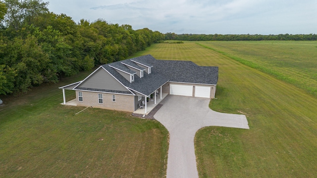 drone / aerial view with a rural view