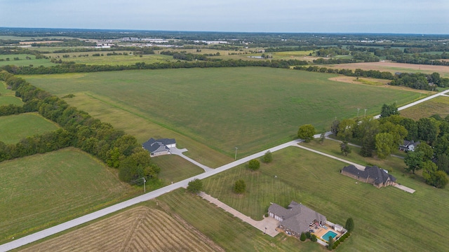 bird's eye view featuring a rural view