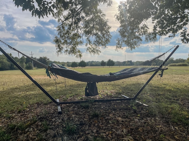 view of community with a rural view and a lawn