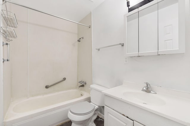 full bathroom featuring shower / bathtub combination, vanity, and toilet