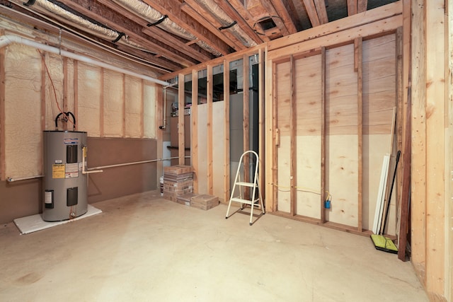 basement featuring water heater