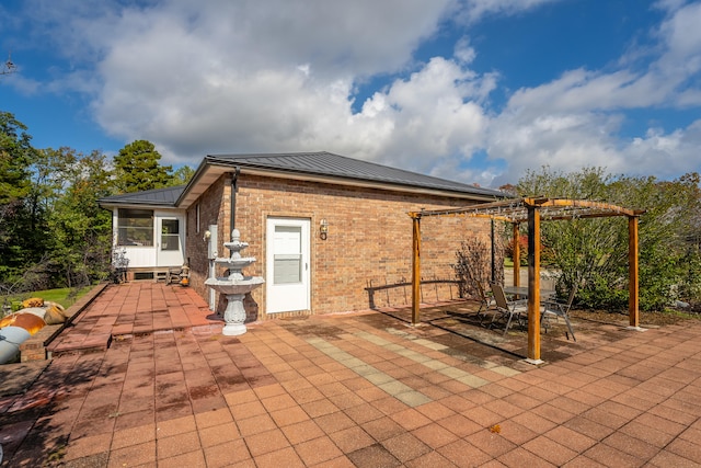 exterior space with a pergola