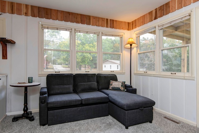 living room featuring carpet flooring