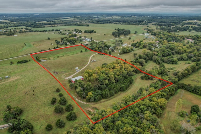 aerial view featuring a rural view