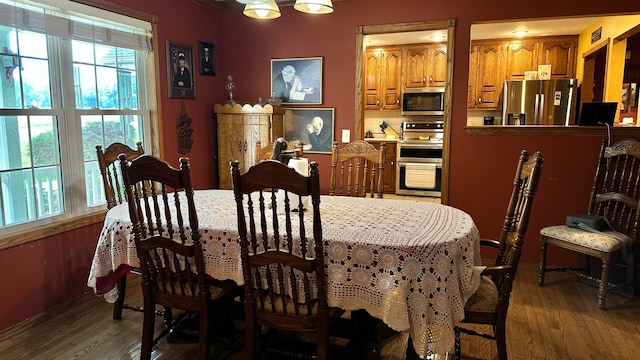 dining space featuring hardwood / wood-style floors