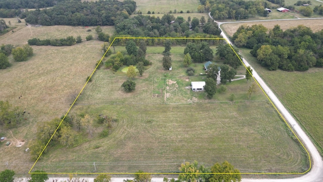 drone / aerial view with a rural view