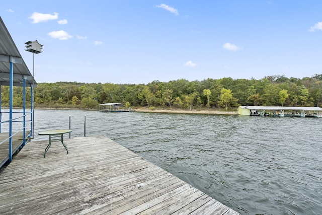 view of dock featuring a water view