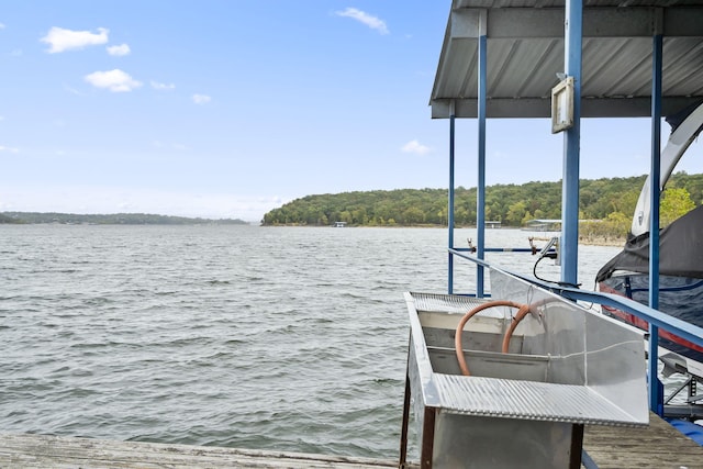 view of dock featuring a water view