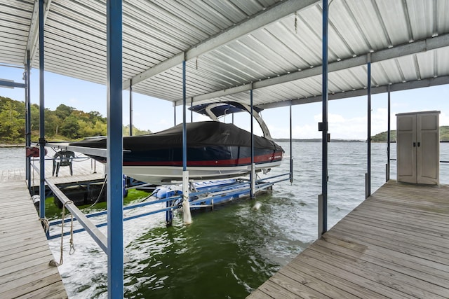 view of dock featuring a water view