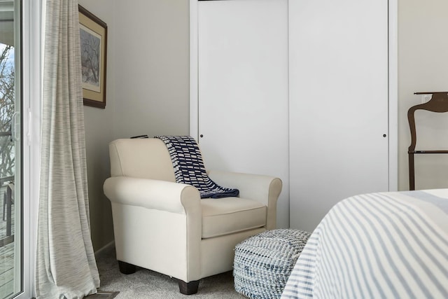 bedroom featuring a closet and carpet