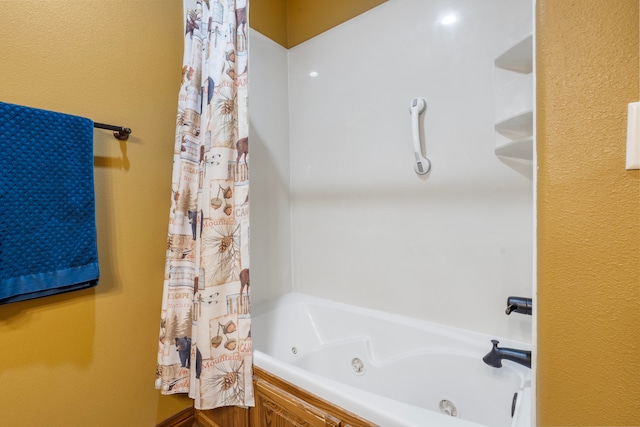 bathroom with separate shower and tub