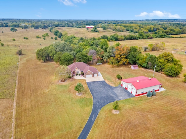 aerial view with a rural view