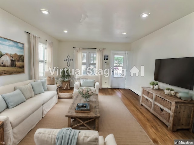 living room featuring light hardwood / wood-style floors