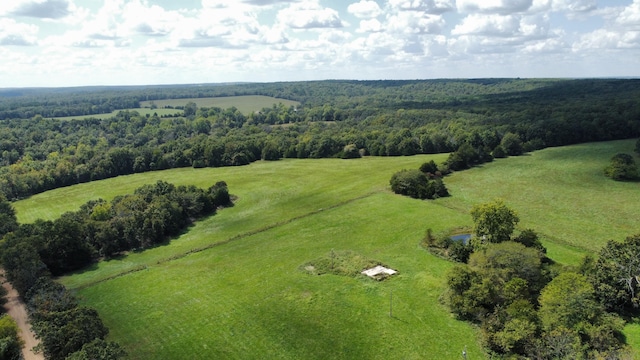 birds eye view of property featuring a rural view