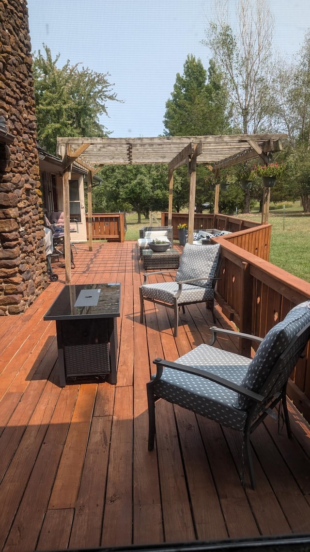 wooden terrace with a pergola