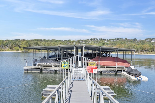 view of dock featuring a water view