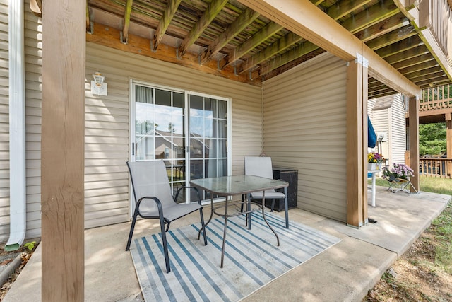 view of patio featuring a wooden deck