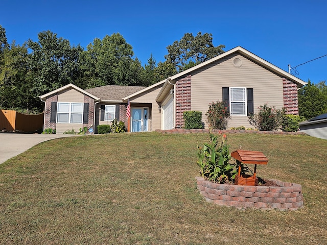 ranch-style house with a front lawn