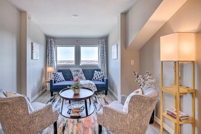 living room with light hardwood / wood-style floors