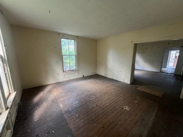 spare room with dark hardwood / wood-style floors