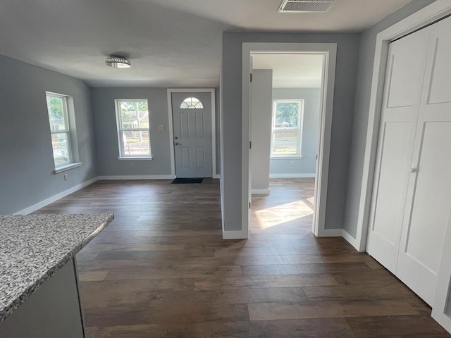 foyer with dark hardwood / wood-style flooring