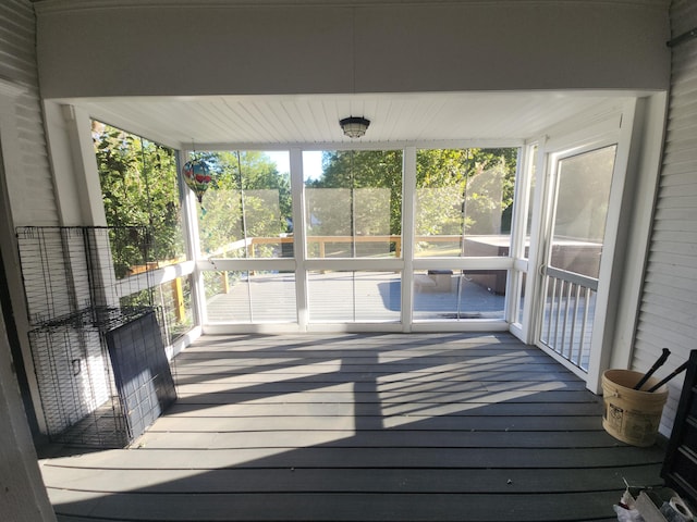 view of unfurnished sunroom