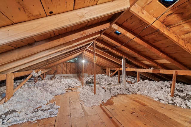 view of unfinished attic