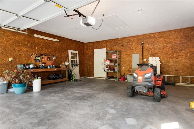 garage with a garage door opener