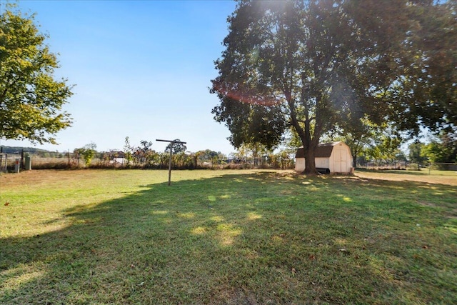 view of yard with a shed