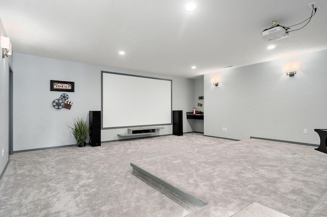 view of carpeted home theater