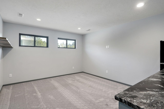 carpeted empty room featuring plenty of natural light and a textured ceiling