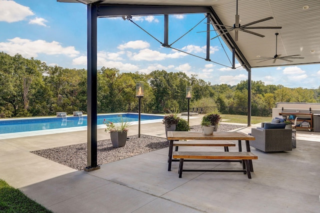 view of patio / terrace with ceiling fan