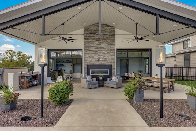 view of patio / terrace with an outdoor hangout area and ceiling fan