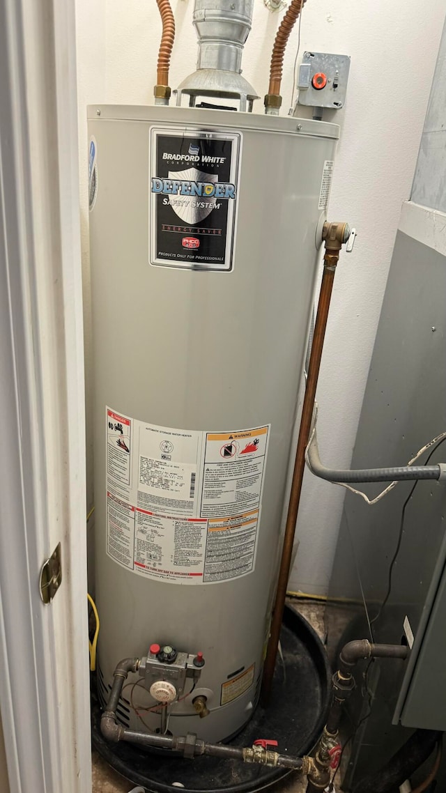 utility room with gas water heater