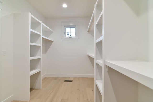 spacious closet with light wood-type flooring