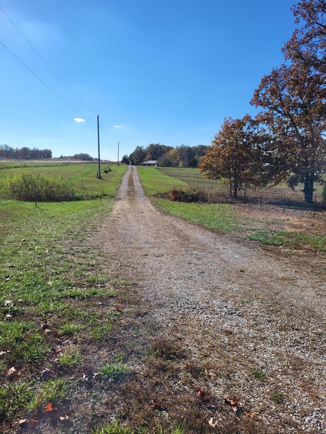 view of street with a rural view