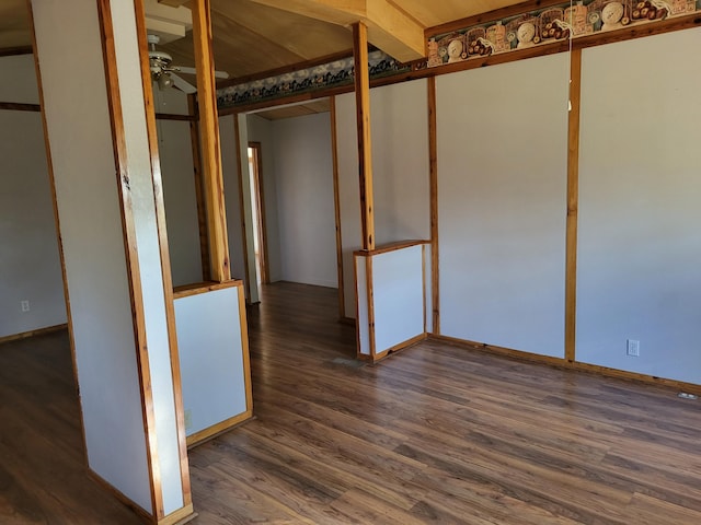 interior space featuring dark hardwood / wood-style floors and ceiling fan