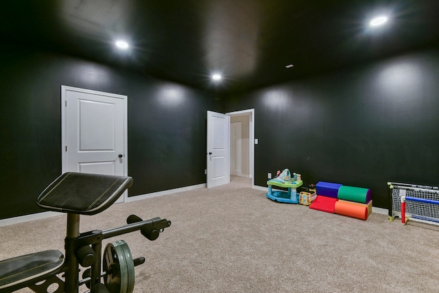 game room with carpet flooring