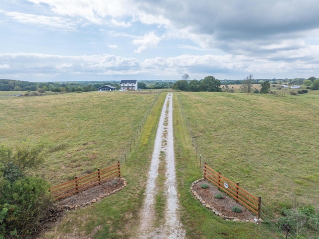 drone / aerial view with a rural view