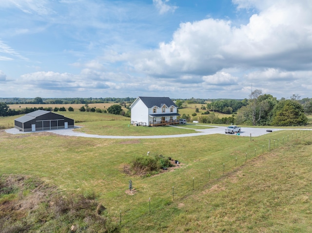 aerial view featuring a rural view