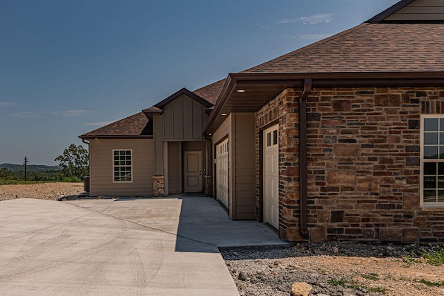 exterior space featuring a garage