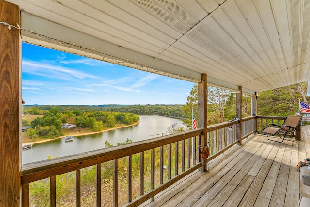 deck with a water view